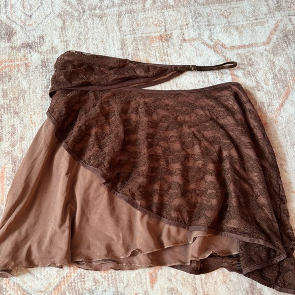 Tiger Mist Brown Lacey Cutout Skirt - Picture 3 of 6